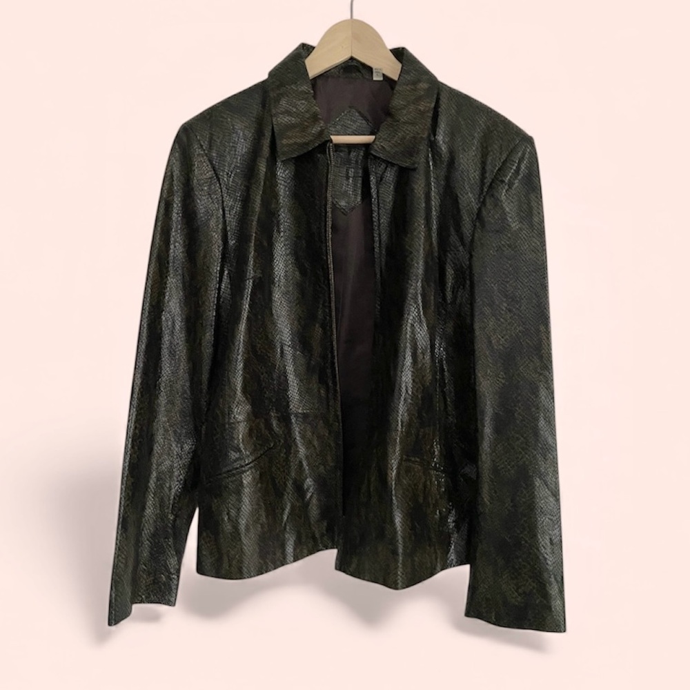 Preston &York Vintage Women’s Brown Jacket Genuine‎ Leather Snake Size L